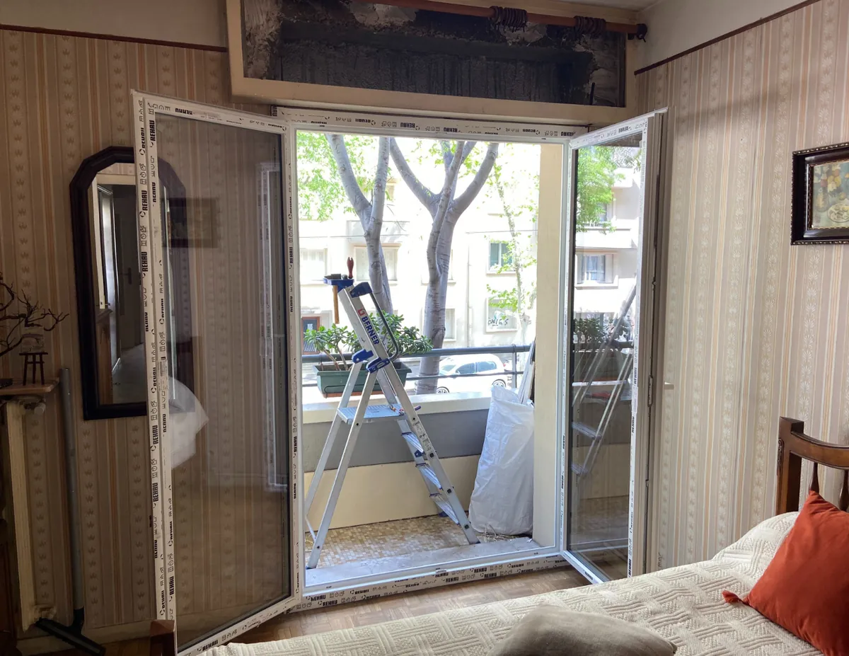 Photo du chantier : remplacement d'une porte fenêtre